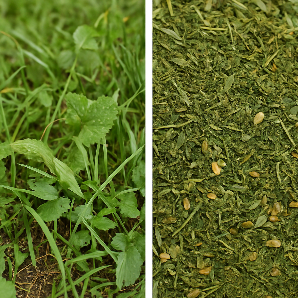 Porównanie: surowa trawa vs. susz ziołowy dla drobiu